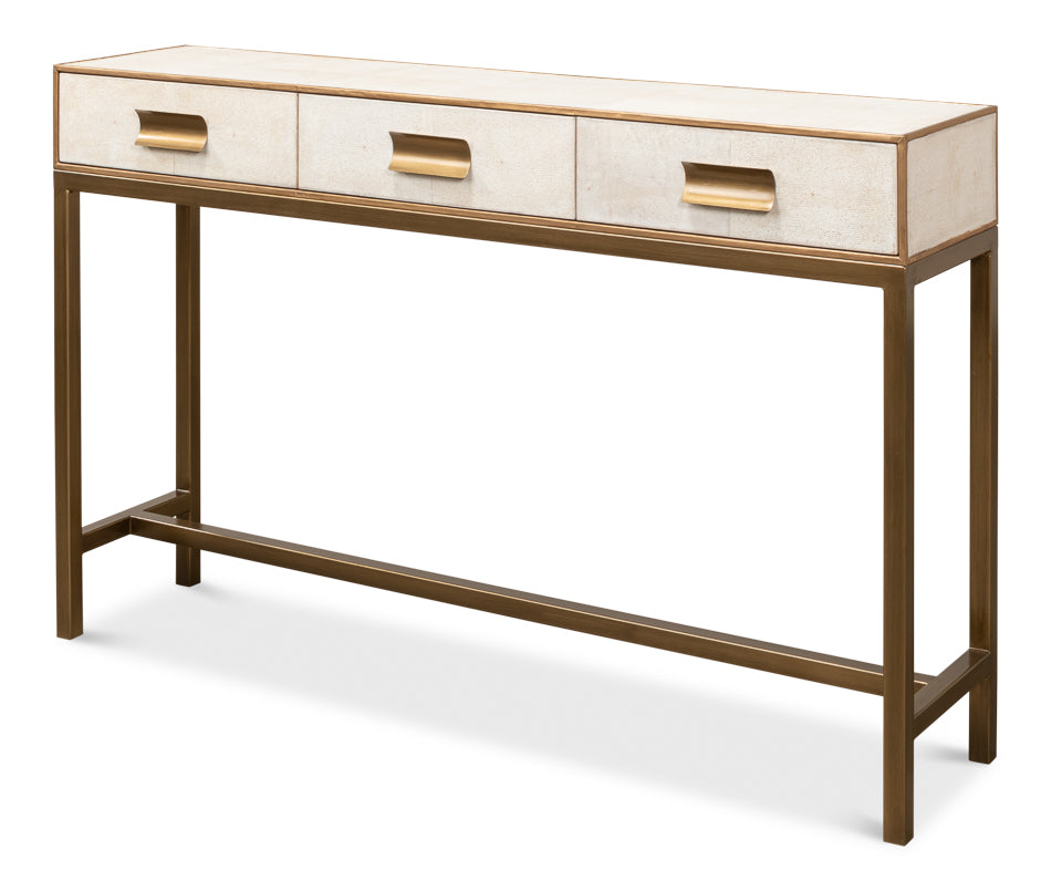 Gideon Shagreen Console Table- Osprey White - Chapin Furniture