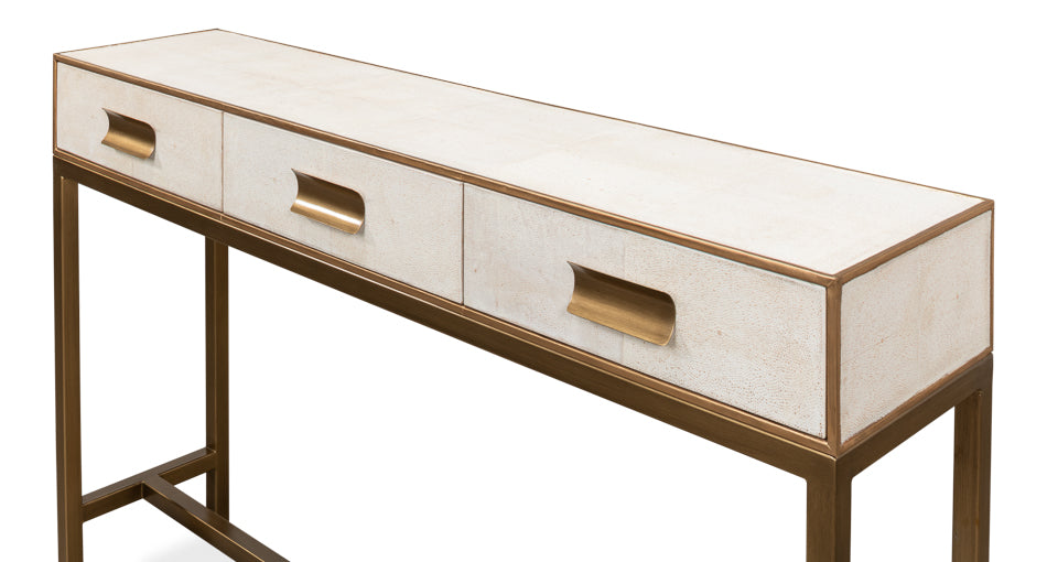 Gideon Shagreen Console Table- Osprey White - Chapin Furniture