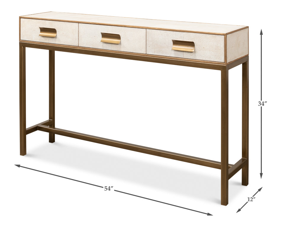 Gideon Shagreen Console Table- Osprey White - Chapin Furniture