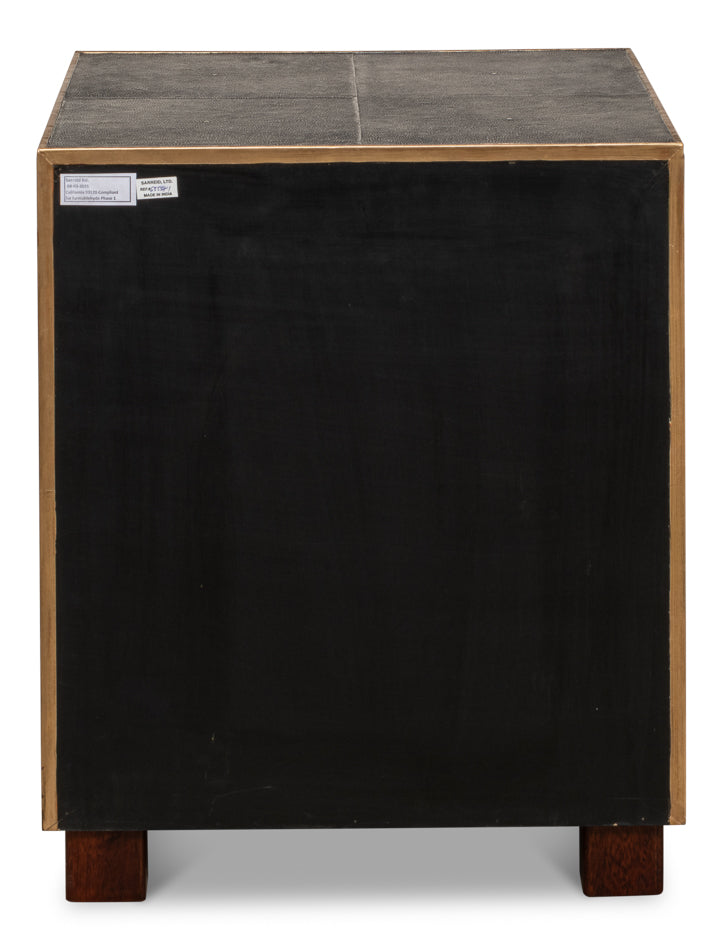 Gideon Shagreen 3 Drawer Side Table- Grey - Chapin Furniture