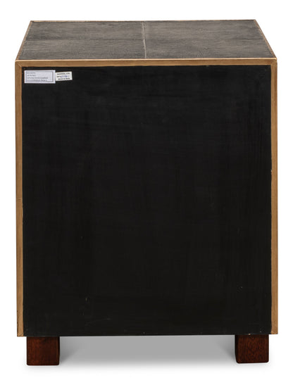 Gideon Shagreen 3 Drawer Side Table- Grey - Chapin Furniture