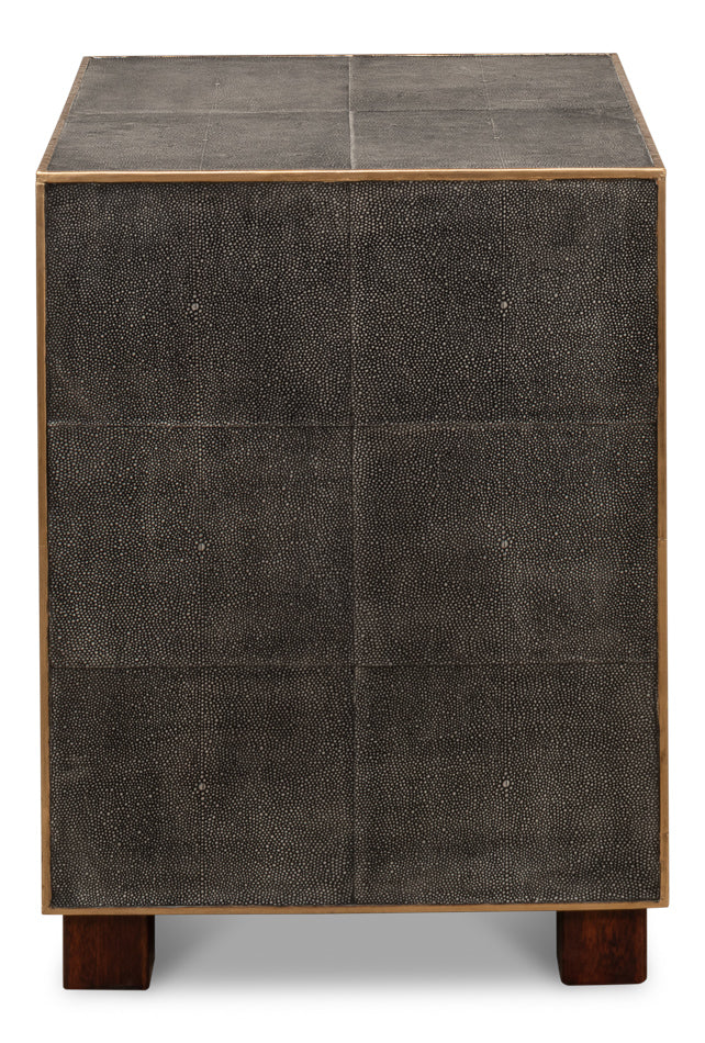 Gideon Shagreen 3 Drawer Side Table- Grey - Chapin Furniture