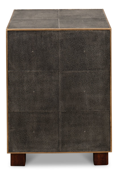 Gideon Shagreen 3 Drawer Side Table- Grey - Chapin Furniture