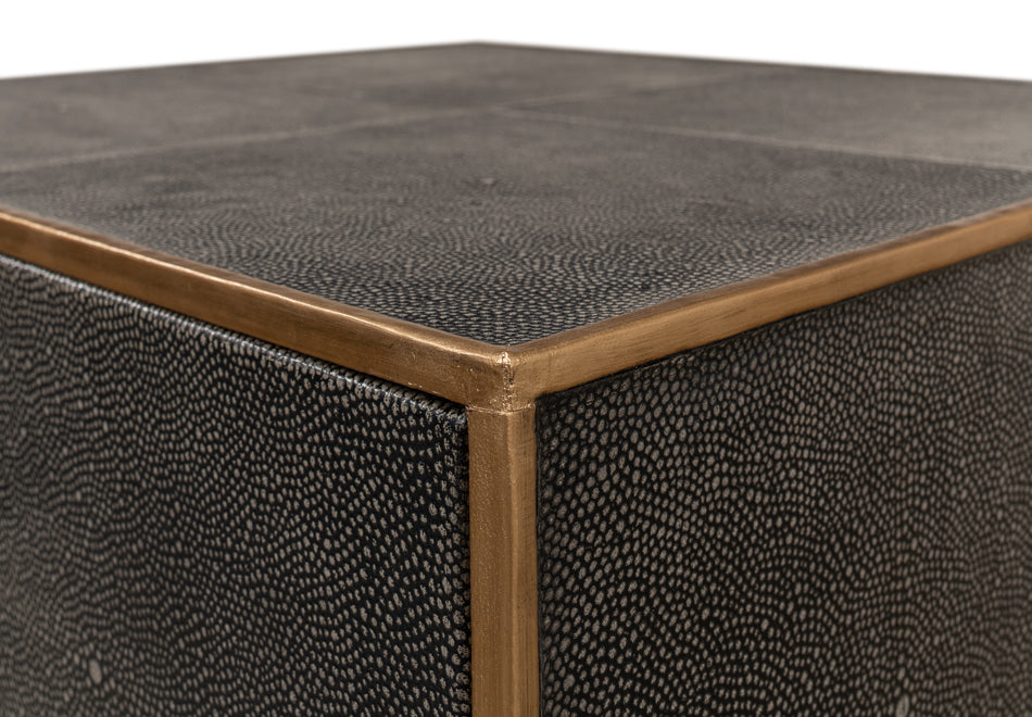 Gideon Shagreen 3 Drawer Side Table- Grey - Chapin Furniture