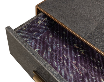 Gideon Shagreen 3 Drawer Side Table- Grey - Chapin Furniture