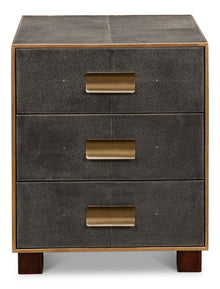 Gideon Shagreen 3 Drawer Side Table- Grey - Chapin Furniture