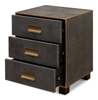 Gideon Shagreen 3 Drawer Side Table- Grey - Chapin Furniture