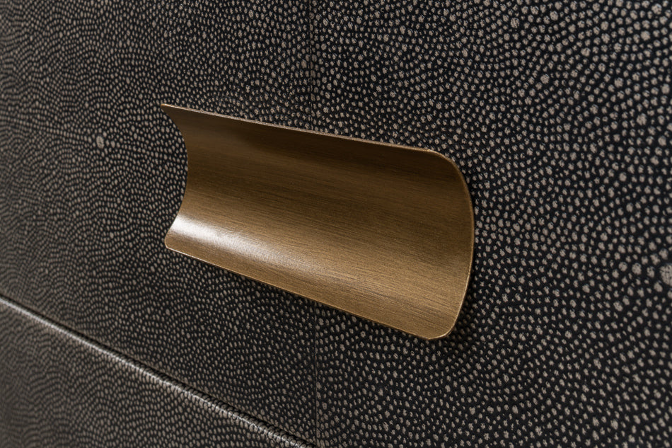 Gideon Shagreen 3 Drawer Side Table- Grey - Chapin Furniture