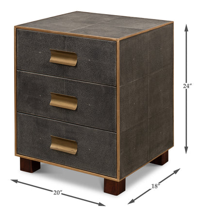 Gideon Shagreen 3 Drawer Side Table- Grey - Chapin Furniture