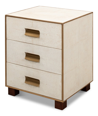 Shagreen 3 Drawer Side Table- Osprey White - Chapin Furniture