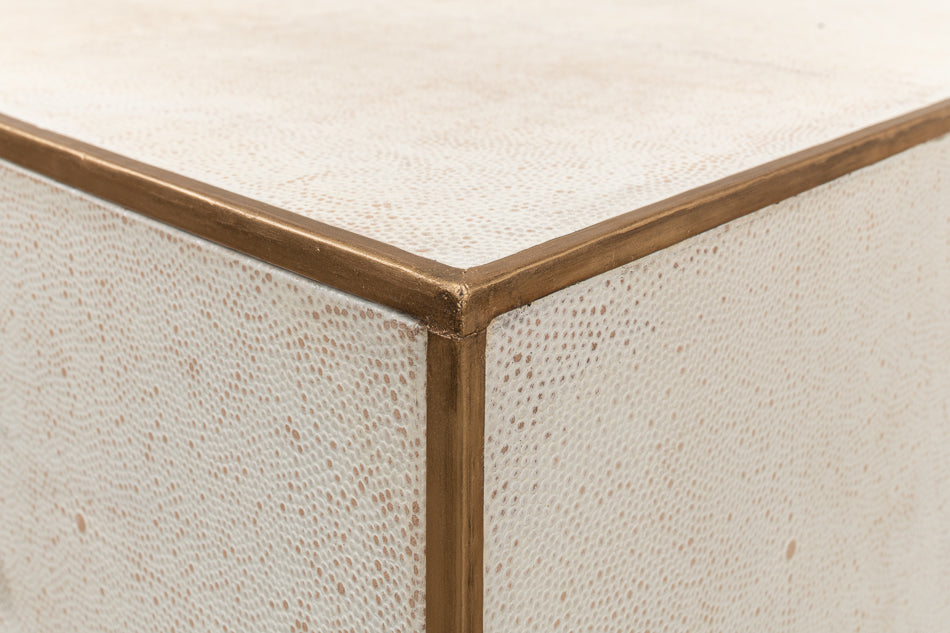 Shagreen 3 Drawer Side Table- Osprey White - Chapin Furniture