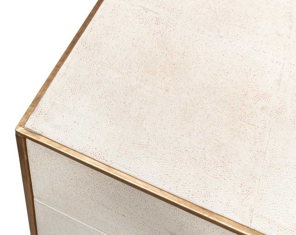 Shagreen 3 Drawer Side Table- Osprey White - Chapin Furniture