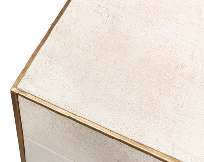 Shagreen 3 Drawer Side Table- Osprey White - Chapin Furniture
