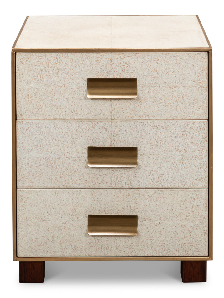 Shagreen 3 Drawer Side Table- Osprey White - Chapin Furniture