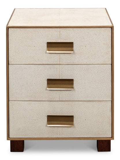 Shagreen 3 Drawer Side Table- Osprey White - Chapin Furniture