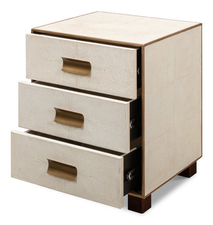 Shagreen 3 Drawer Side Table- Osprey White - Chapin Furniture