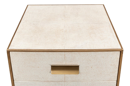 Shagreen 3 Drawer Side Table- Osprey White - Chapin Furniture