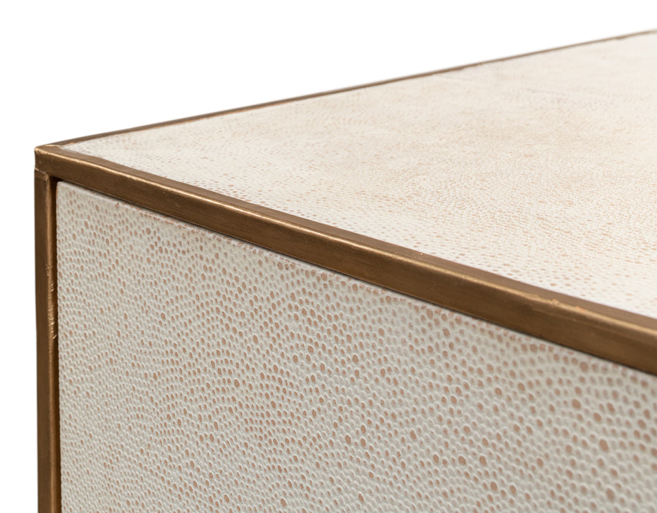 Shagreen 3 Drawer Side Table- Osprey White - Chapin Furniture