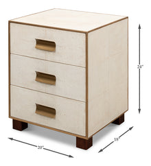 Shagreen 3 Drawer Side Table- Osprey White - Chapin Furniture