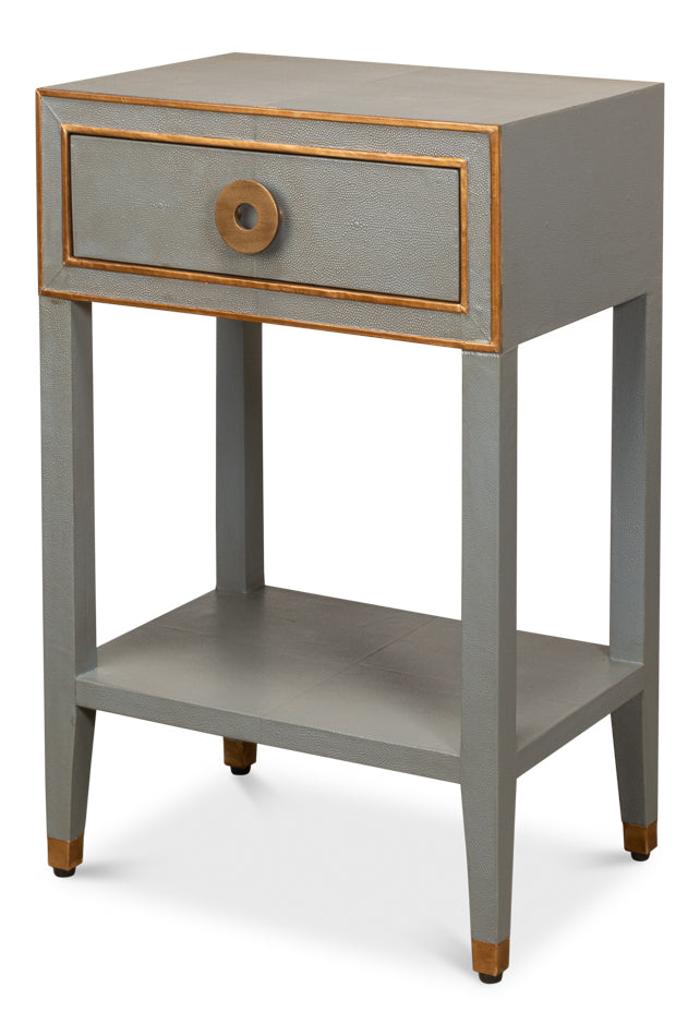 Gabriella Shagreen Nightstand- Storm Grey - Chapin Furniture