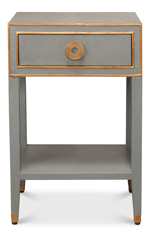 Gabriella Shagreen Nightstand- Storm Grey - Chapin Furniture