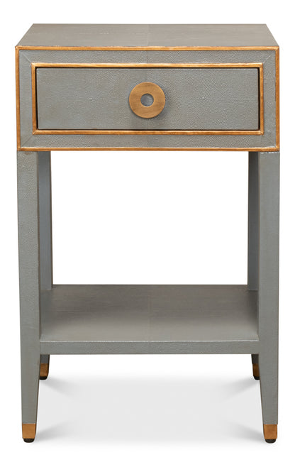 Gabriella Shagreen Nightstand- Storm Grey - Chapin Furniture