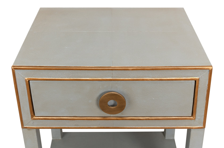 Gabriella Shagreen Nightstand- Storm Grey - Chapin Furniture