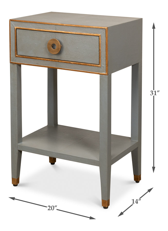 Gabriella Shagreen Nightstand- Storm Grey - Chapin Furniture
