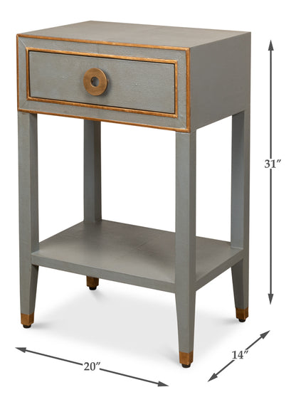 Gabriella Shagreen Nightstand- Storm Grey - Chapin Furniture
