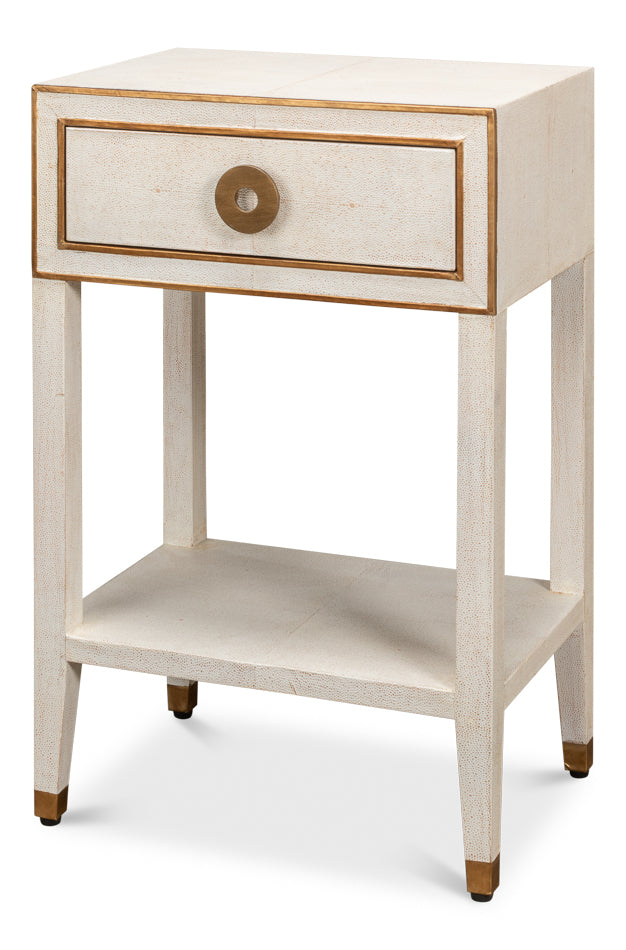 Gabriella Shagreen Nightstand- Osprey White - Chapin Furniture