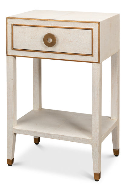 Gabriella Shagreen Nightstand- Osprey White - Chapin Furniture