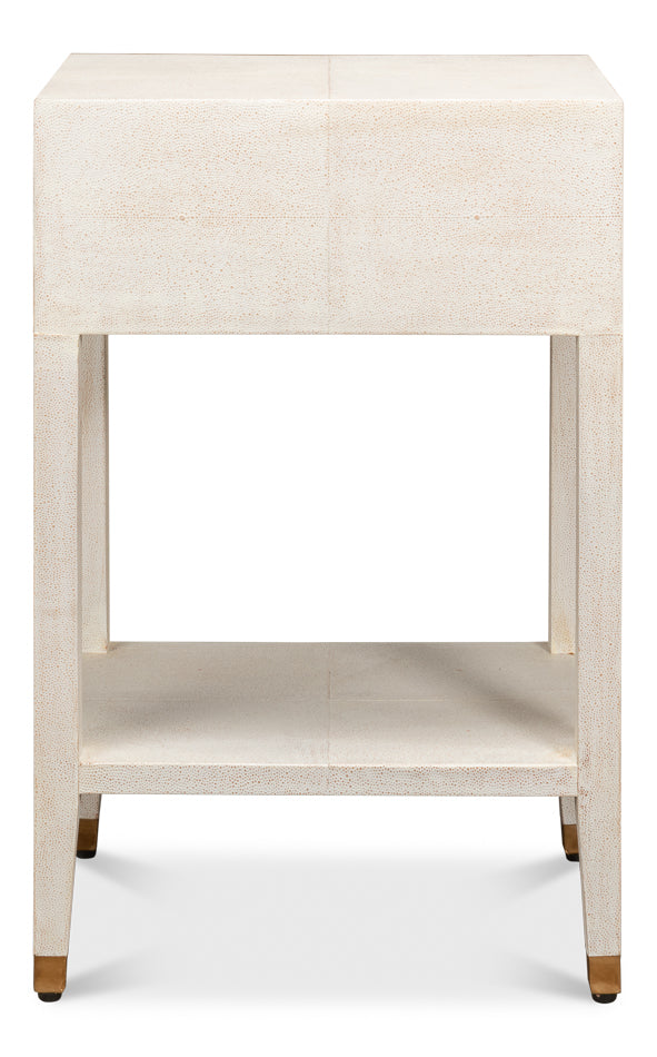 Gabriella Shagreen Nightstand- Osprey White - Chapin Furniture