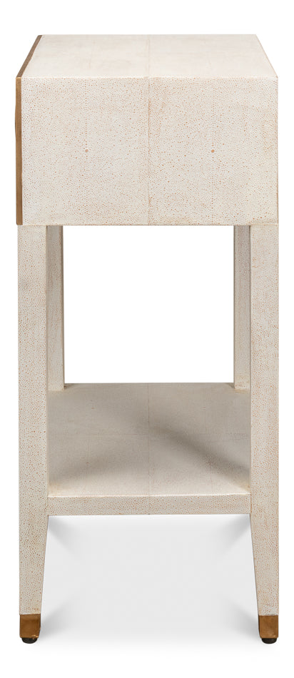 Gabriella Shagreen Nightstand- Osprey White - Chapin Furniture