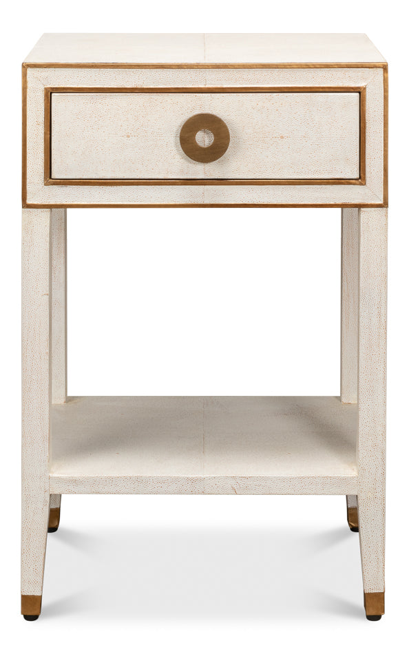 Gabriella Shagreen Nightstand- Osprey White - Chapin Furniture