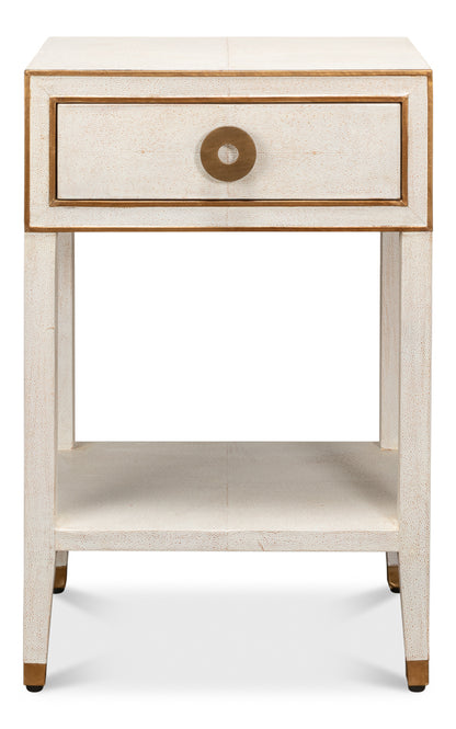 Gabriella Shagreen Nightstand- Osprey White - Chapin Furniture