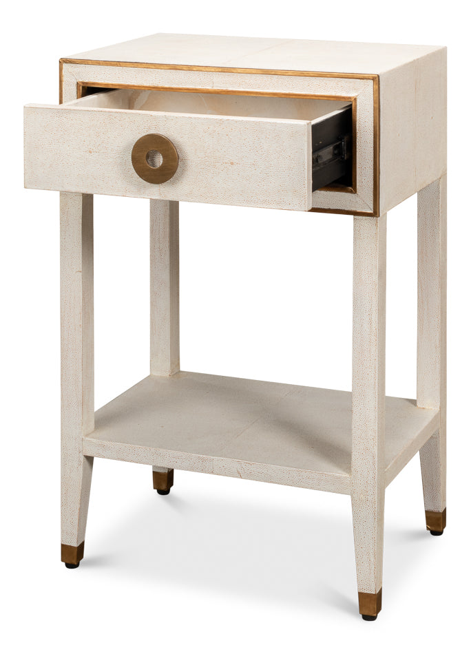 Gabriella Shagreen Nightstand- Osprey White - Chapin Furniture