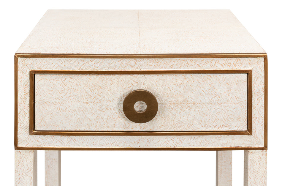 Gabriella Shagreen Nightstand- Osprey White - Chapin Furniture