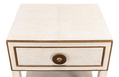 Gabriella Shagreen Nightstand- Osprey White - Chapin Furniture