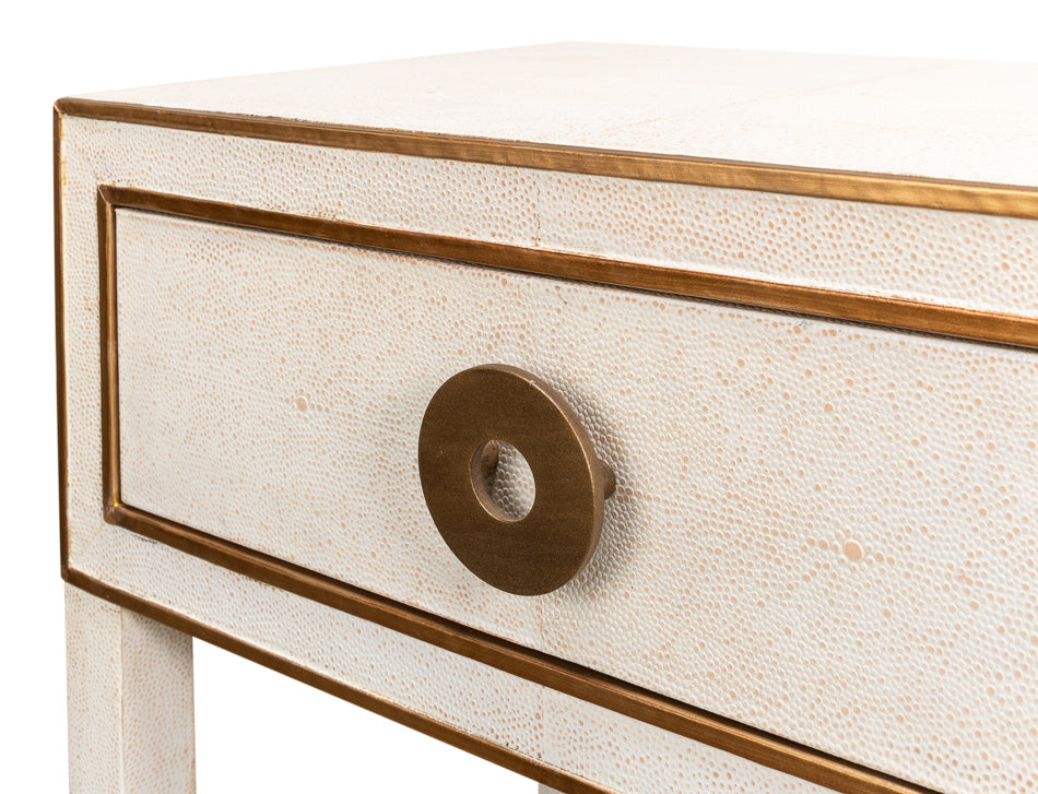 Gabriella Shagreen Nightstand- Osprey White - Chapin Furniture