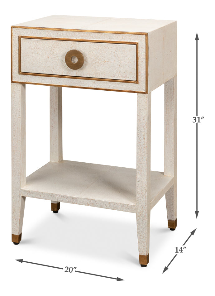 Gabriella Shagreen Nightstand- Osprey White - Chapin Furniture