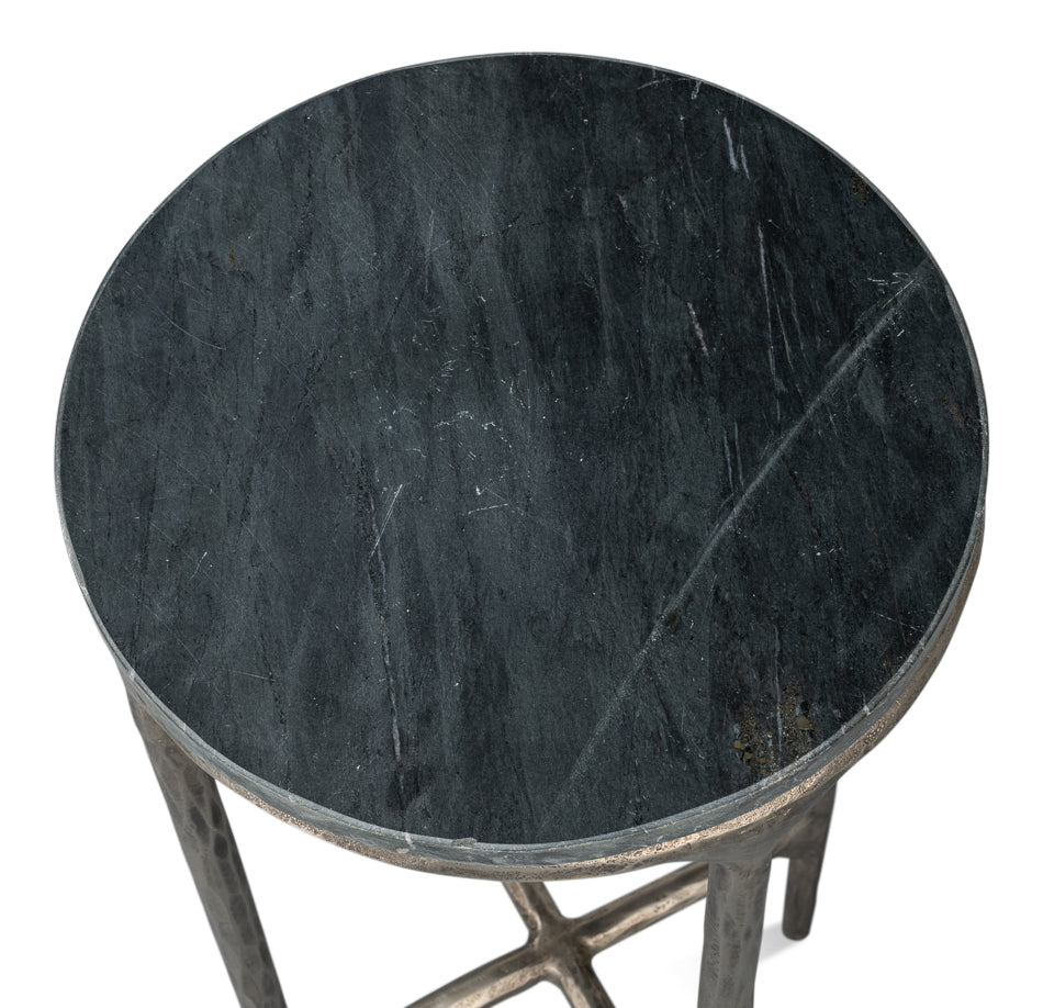 Derrick Iron End Table With Marble Top - Chapin Furniture