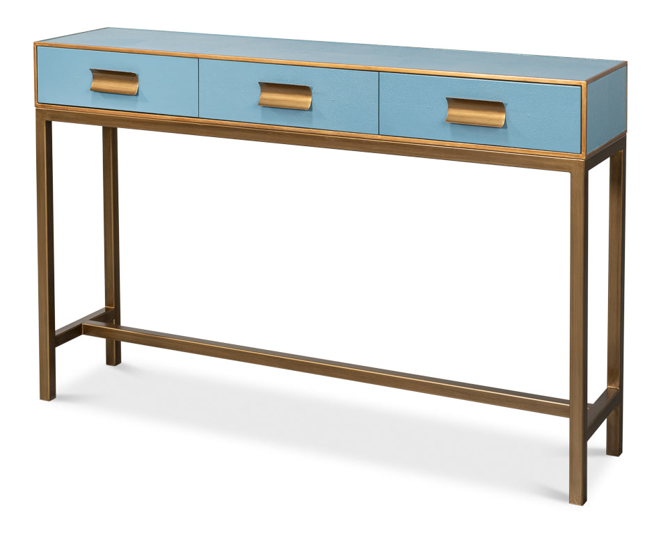 Gideon Shagreen Console Table- Chambray Blue - Chapin Furniture