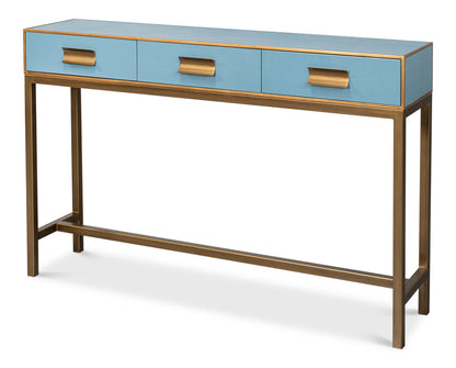 Gideon Shagreen Console Table- Chambray Blue - Chapin Furniture