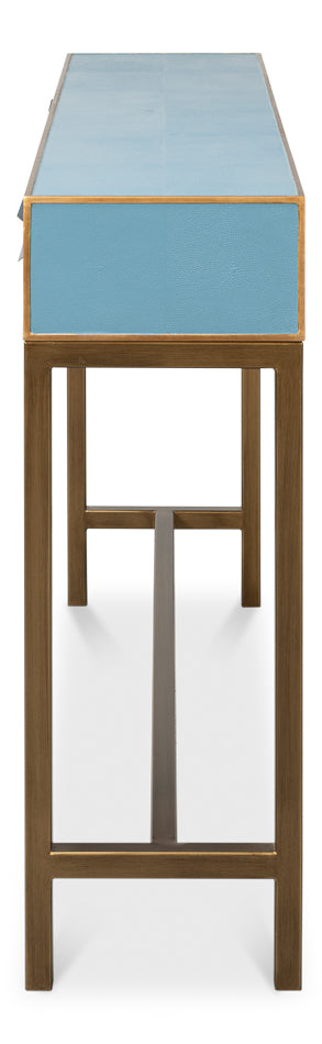 Gideon Shagreen Console Table- Chambray Blue - Chapin Furniture