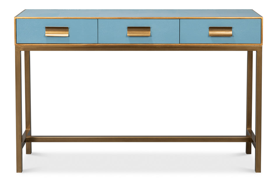 Gideon Shagreen Console Table- Chambray Blue - Chapin Furniture