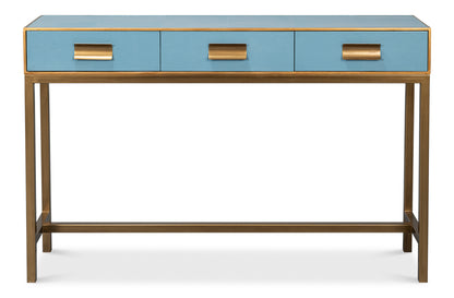 Gideon Shagreen Console Table- Chambray Blue - Chapin Furniture