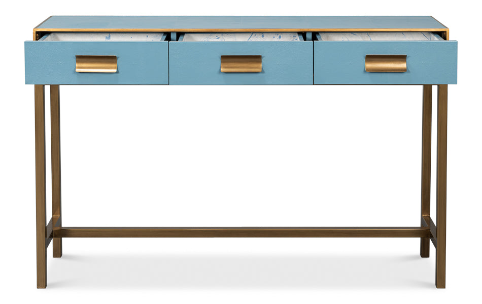 Gideon Shagreen Console Table- Chambray Blue - Chapin Furniture