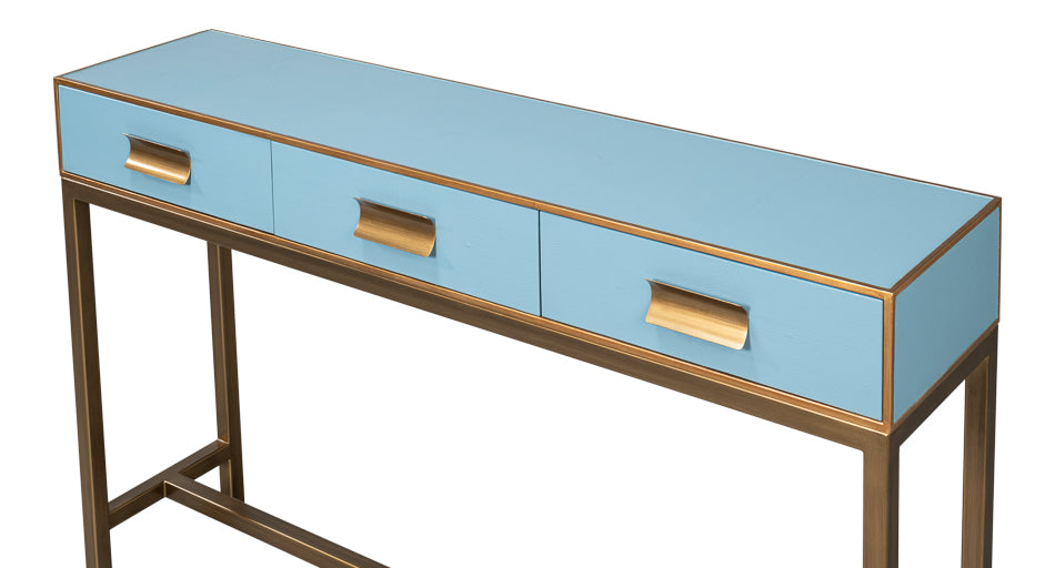 Gideon Shagreen Console Table- Chambray Blue - Chapin Furniture