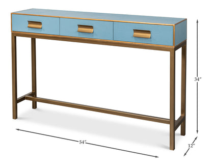 Gideon Shagreen Console Table- Chambray Blue - Chapin Furniture