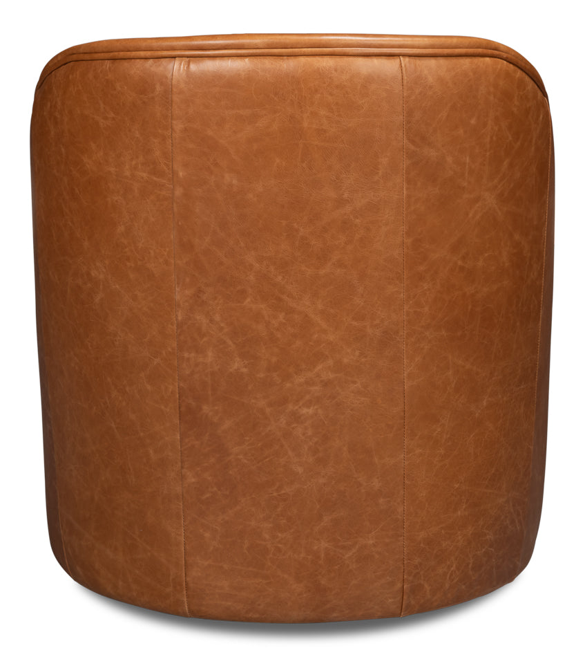 Braxton Leather Swivel Chair- Brown - Chapin Furniture